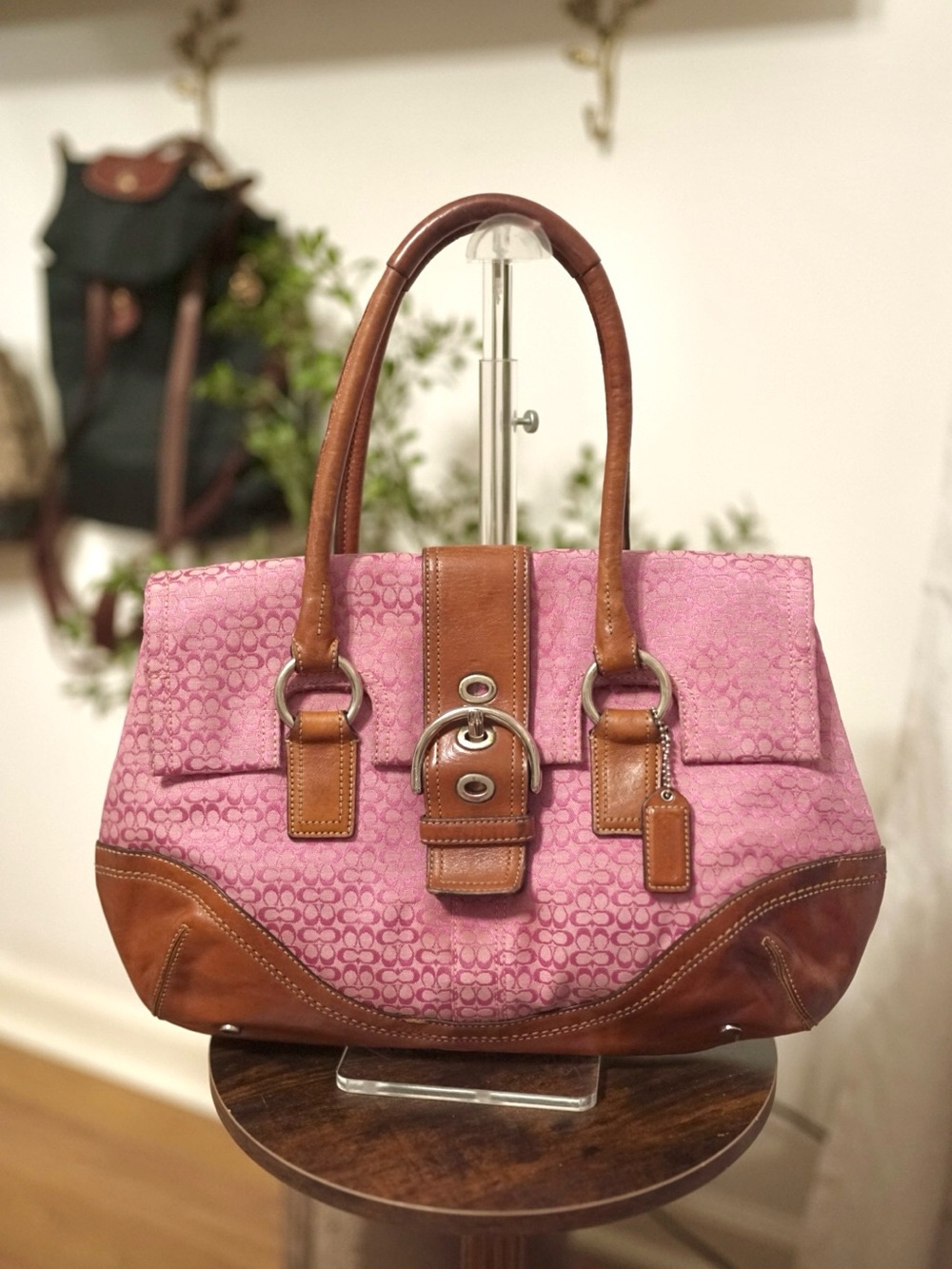 Authentic Y2K Coach Soho Pink Signature Flap Satchel (Style F10926 / F10927)